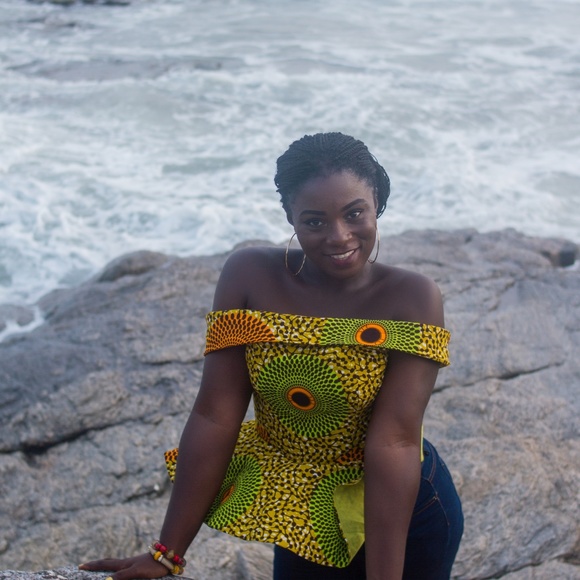 ExploreAfrica.com Tops - Top Only - African Ankara Woman Peplum Top